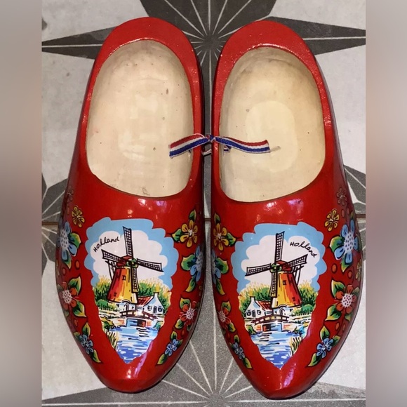 NATUURLIJK GOED WOODEN HOLLAND CLOG SHOES WINDMILL EUC - Picture 9 of 10